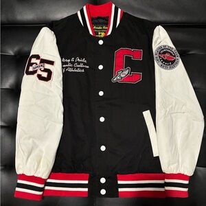 Letterman Black and White and red Varsity Jacket